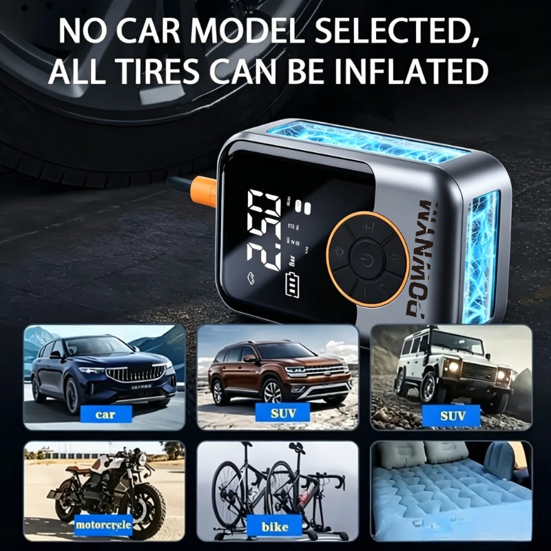 POWNYM 221B Rechargeable Wireless Tire Inflator, Digital Gauge Mini Air Pump for Auto & Outdoor Use