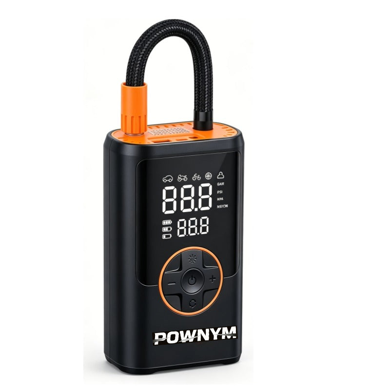 POWNYM  A7 Portable tire inflation pump  LED lighting, inflation nozzle with multifunctional adapter