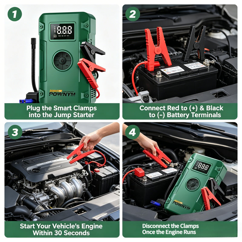 POWNYM G963  Air Portable Jump Starter with Air Compressor 150 PSI & 4000A Car Battery &12V Battery Charger Booster (6.0 Gas/3.0L Diesel)