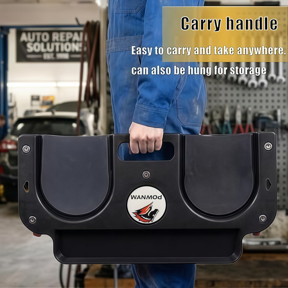 POWNYM GB01 Rolling knee pads with wheels for car repair  Multi functional with built-in tool tray