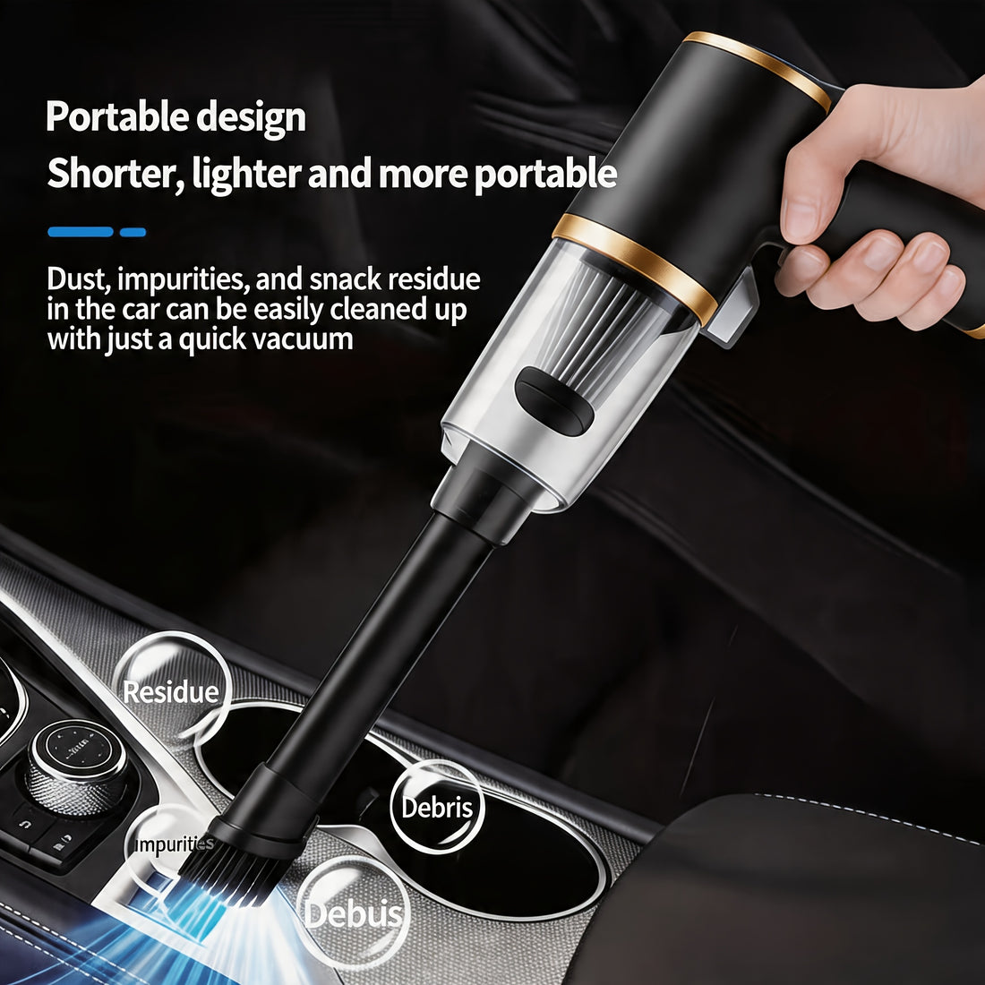 POWNYM Wireless car vacuum cleaner, high-power handheld vacuum cleaner, cleaning tool
