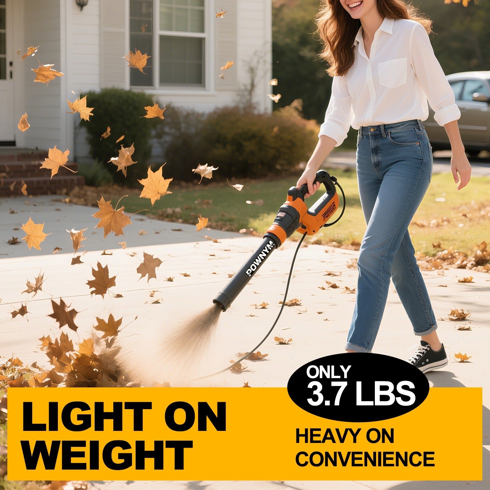 POWNYM High speed handheld storm machine, cordless blower, rechargeable dust collector, 580CFM/160MPH, 3 speed levels and extended nozzle - ergonomically designed anti slip handle