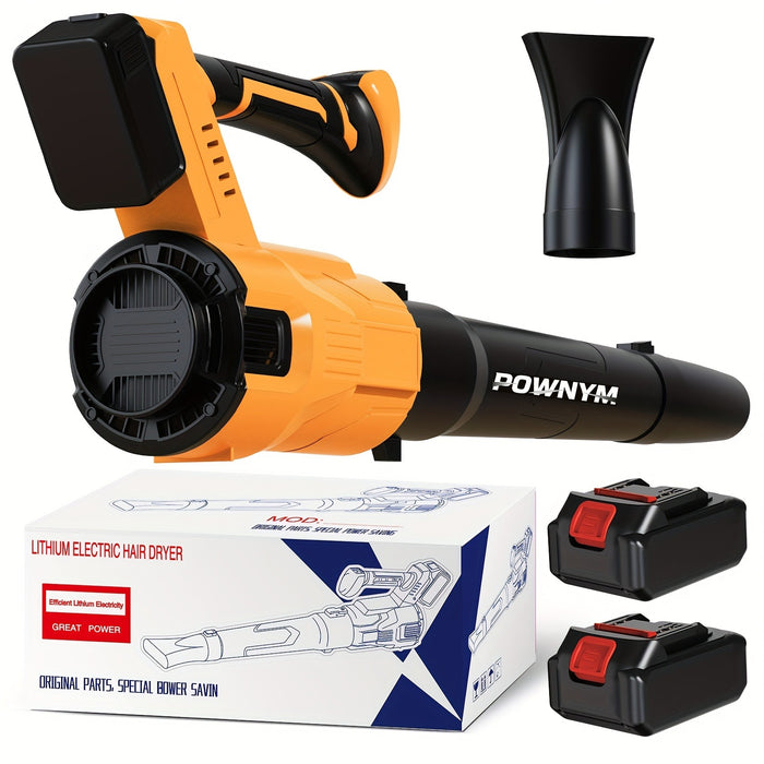 POWNYM High speed handheld storm machine, cordless blower, rechargeable dust collector, 580CFM/160MPH, 3 speed levels and extended nozzle - ergonomically designed anti slip handle
