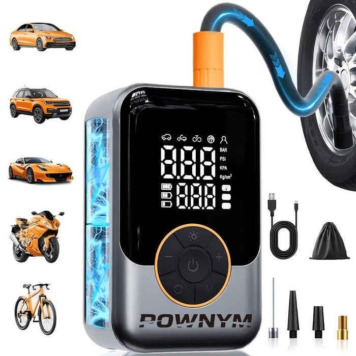 POWNYM 221B Rechargeable Wireless Tire Inflator, Digital Gauge Mini Air Pump for Auto & Outdoor Use