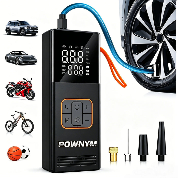 POWNYM A10 Wireless Tire Inflator, Built-in Digital Pressure Gauge Portable Electric Air Compressor for Car Bike SUV